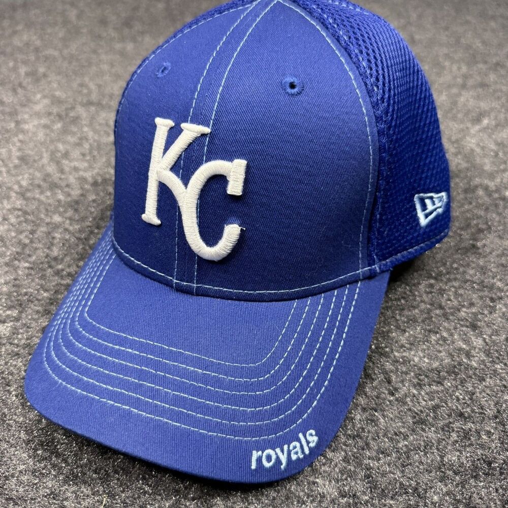 Kansas City Royals Hat MLB New Era 39THIRTY medium large Blue Mesh Baseball Cap